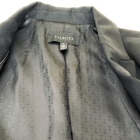 Talbots black 87% fine wool 2 Pc pants suit short blazer & straight pants US 8 - Picture 8 of 16